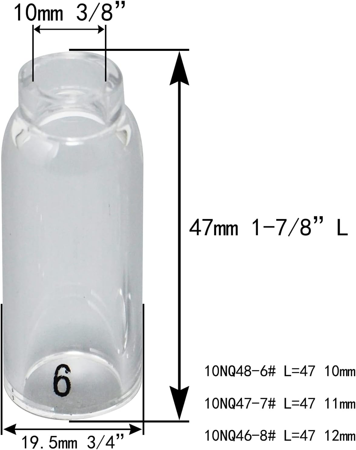 RIVERWELD TIG Glass Cups Clear Quartz Nozzle 10N47 7# 7/16" 11.00mm 3pcs