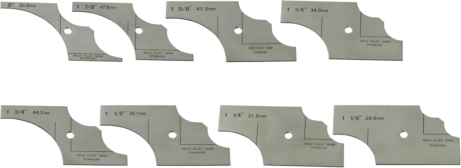 RIVERWELD 8 Piece Fillet Weld Set 1-1/8" increments to 2" Inch RL Gauge
