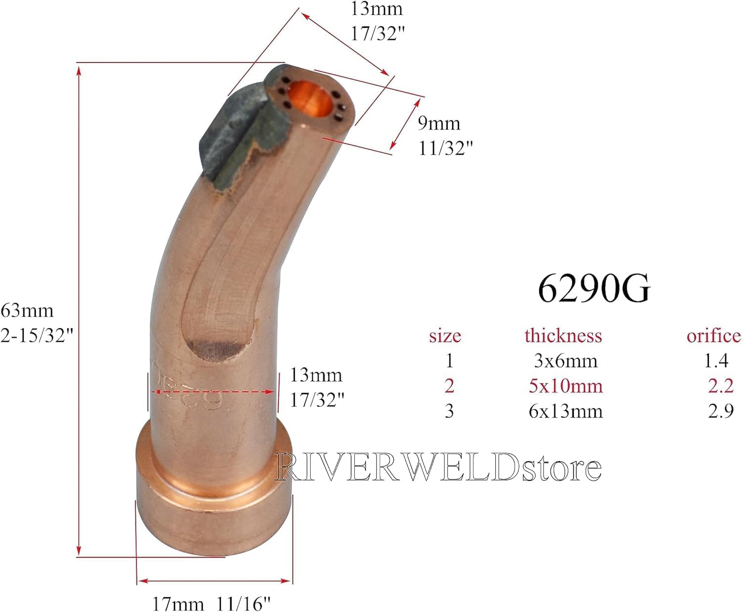 RIVERWELD Natural Gas Cutting Tip 6290 Size 3G & 6290-3G