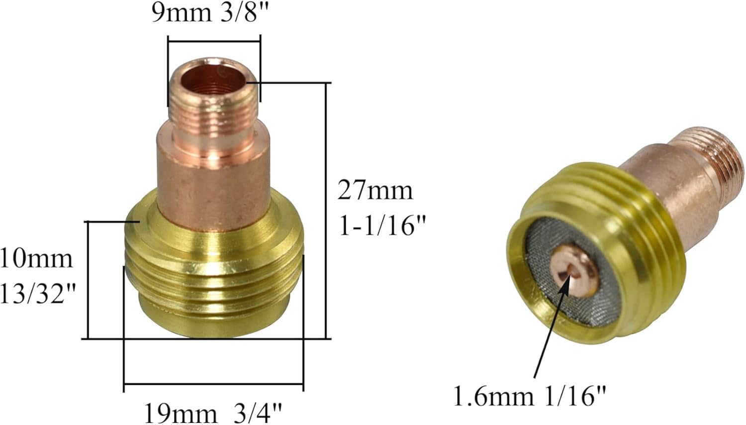 RIVERWELD TIG Gas Lens Stubby Collet Body 45V25S 4C116GS 1/16" 1.6mm