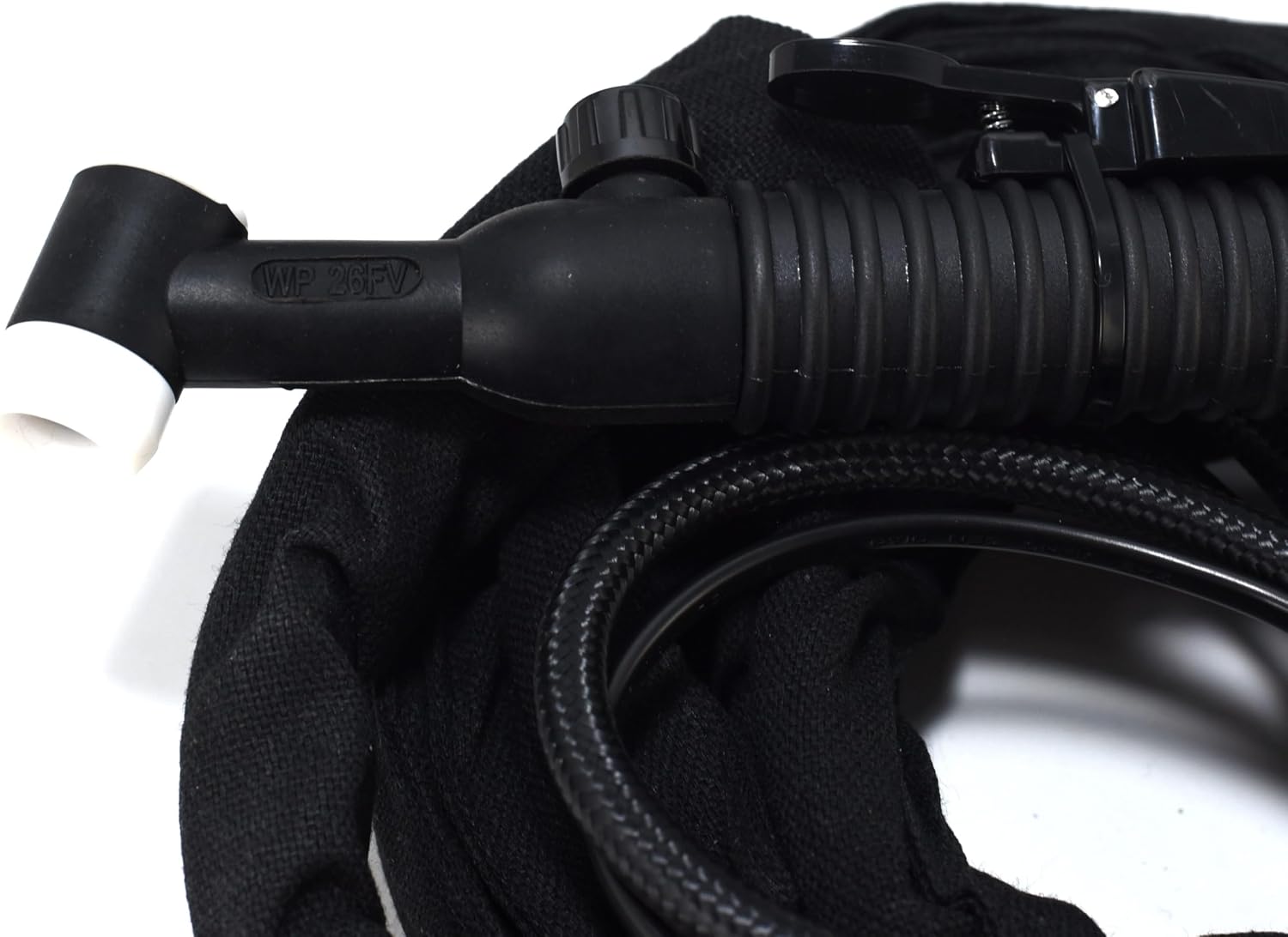 RIVERWELD WP-26FV SR-26FV TIG Welding Torch Complete Flexible Head with Gas Valve Air-Cooled 200Amp Electric Cable Wire 16mm2 Connector DKJ35-50 & 16-2P & M16*1.5 12Feet 4Meters