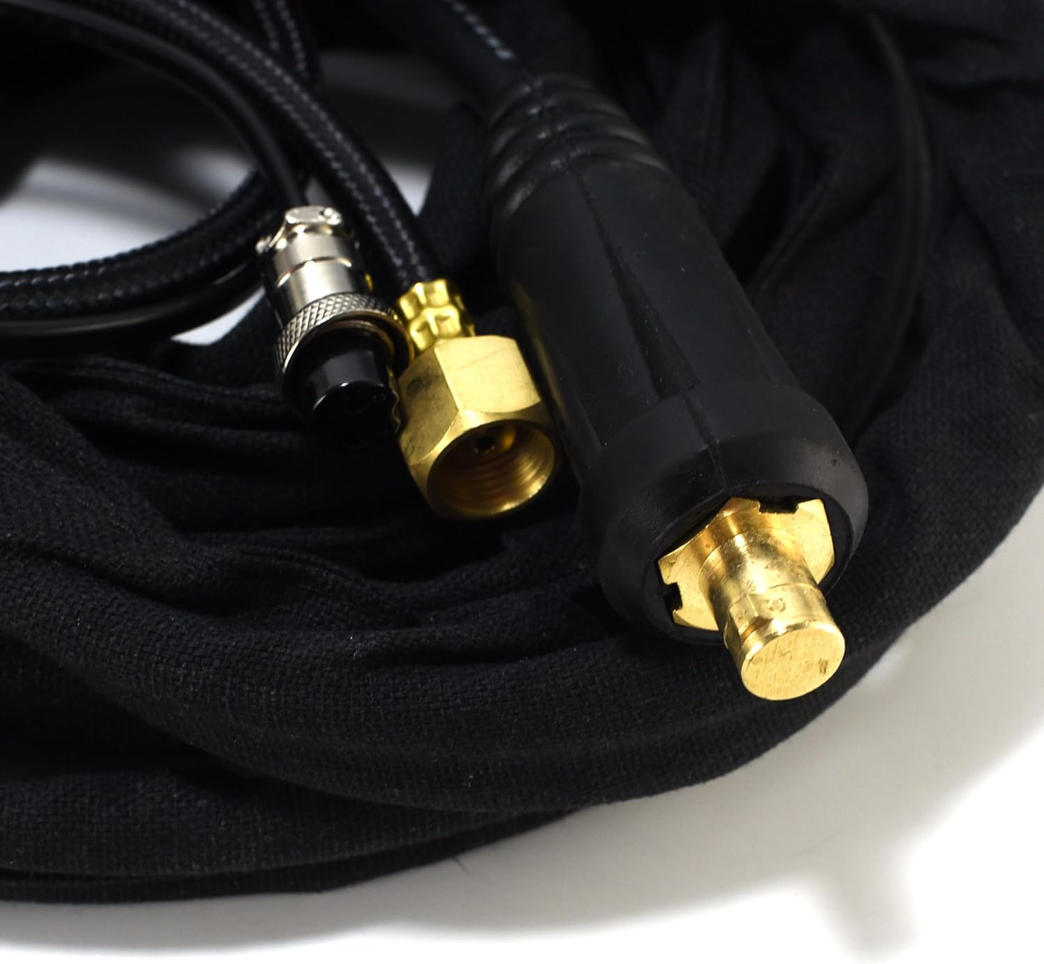 RIVERWELD WP-26FV SR-26FV TIG Welding Torch Complete Flexible Head with Gas Valve Air-Cooled 200Amp Electric Cable Wire 16mm2 Connector DKJ35-50 & 16-2P & M16*1.5 12Feet 4Meters