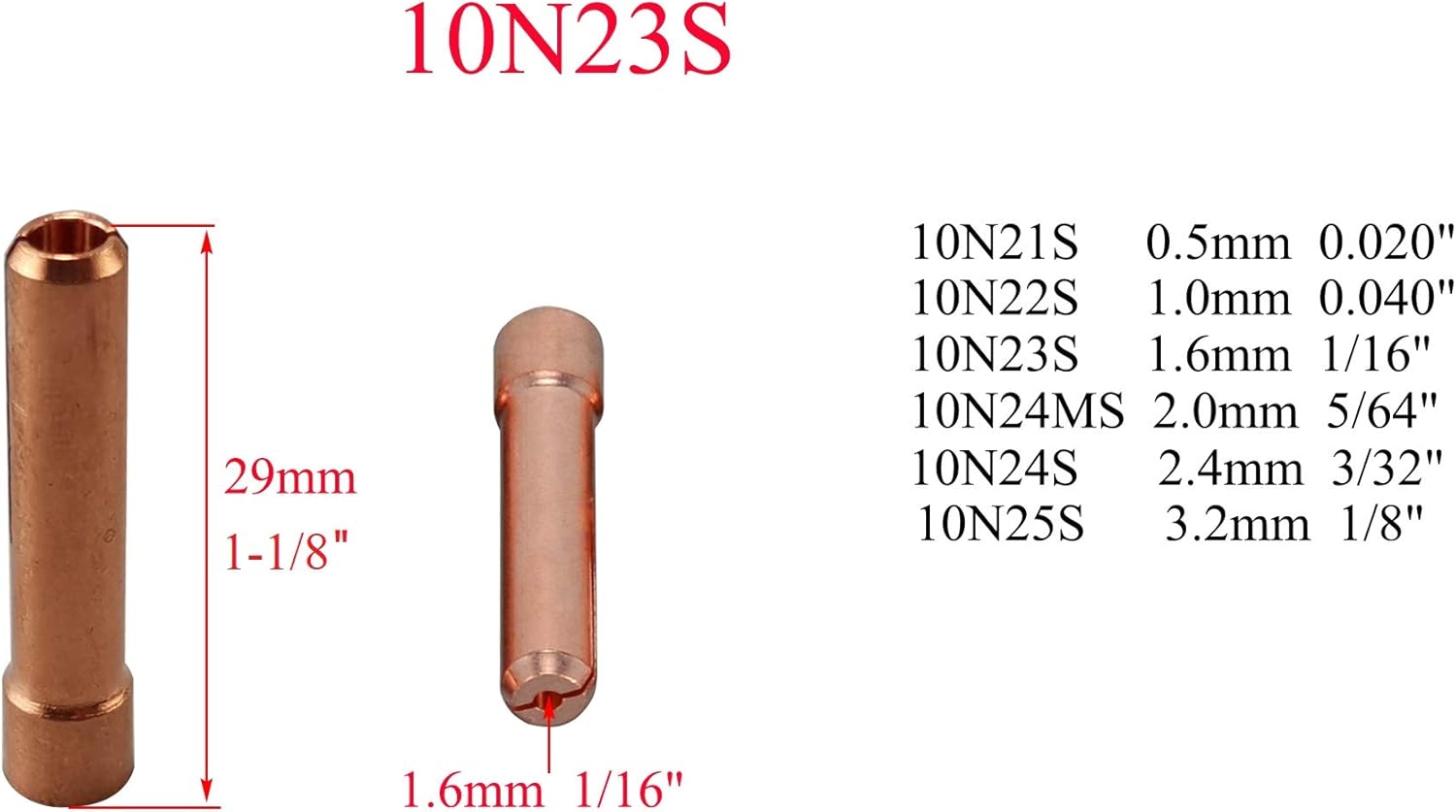 RIVERWELD TIG Stubby Gas Lens Collet Bodies 17GL116 10N23S 1/16'' 1.6mm Kit