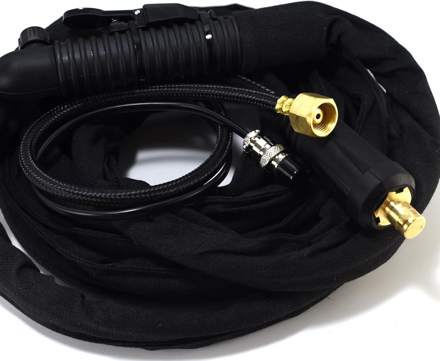 RIVERWELD WP-26FV SR-26FV TIG Welding Torch Complete Flexible Head with Gas Valve Air-Cooled 200Amp Electric Cable Wire 16mm2 Connector DKJ35-50 & 16-2P & M16*1.5 12Feet 4Meters