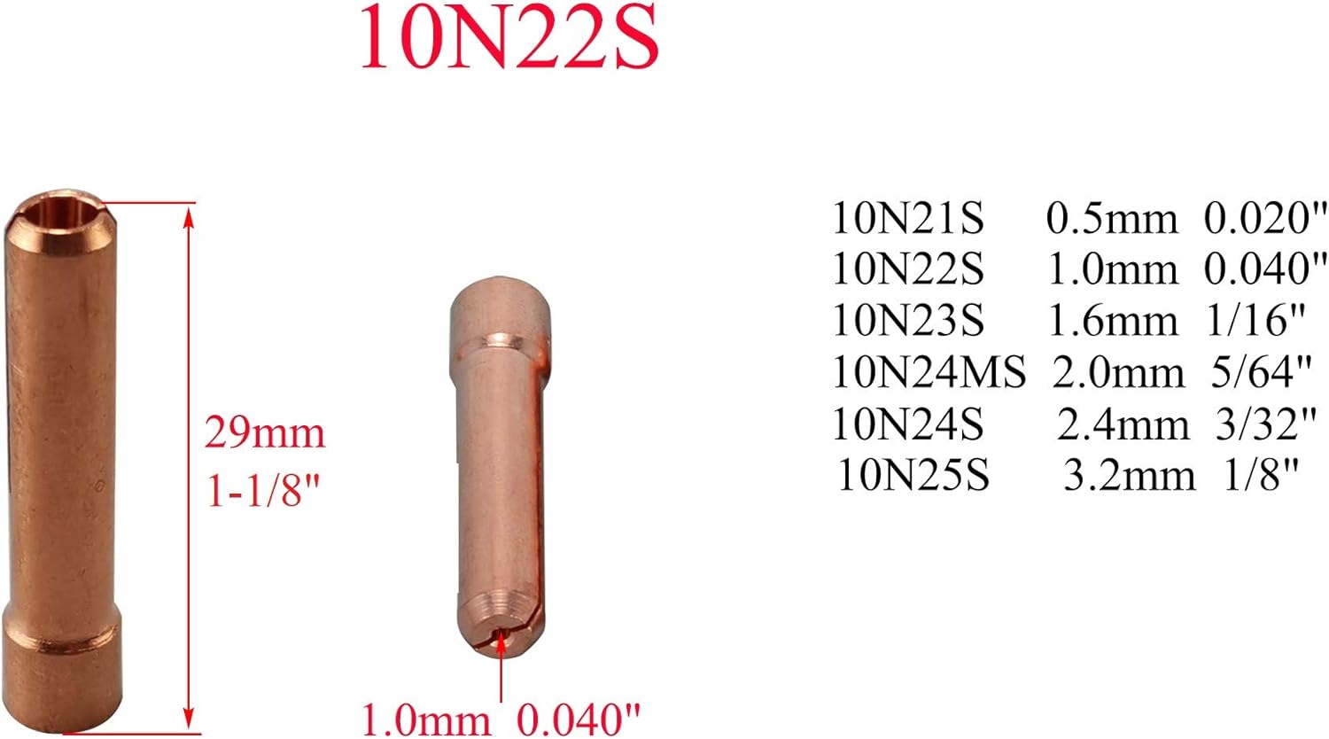 RIVERWELD TIG Stubby Gas Lens Collet Bodies 17GL040 10N22S .040'' 1.0mm Kit