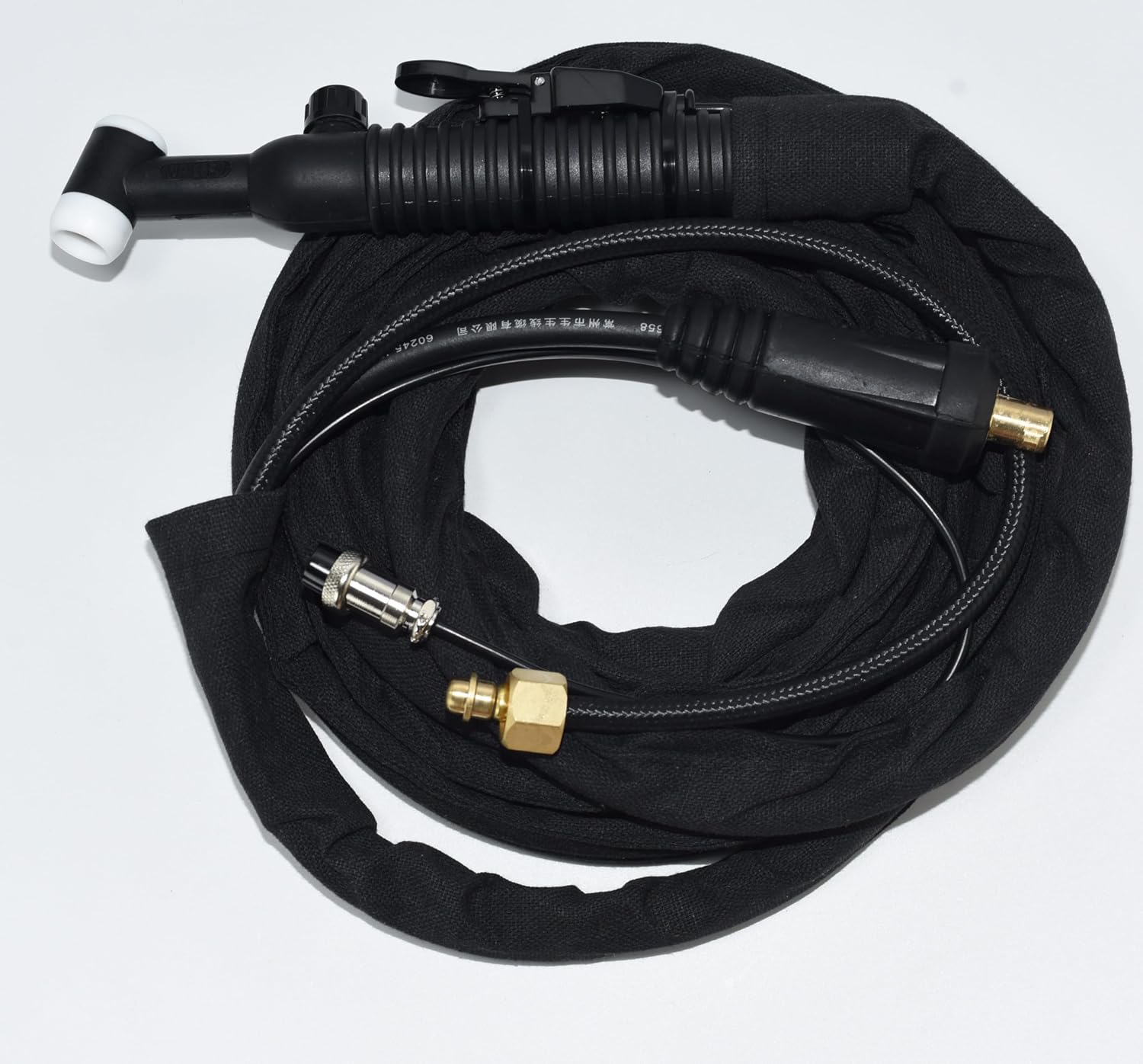 RIVERWELD WP-26FV SR-26FV TIG Welding Torch Complete Flexible Head with Gas Valve Air-Cooled 200Amp Electric Cable Wire 16mm2 Connector DKJ35-50 & 16-2P & M16*1.5 12Feet 4Meters