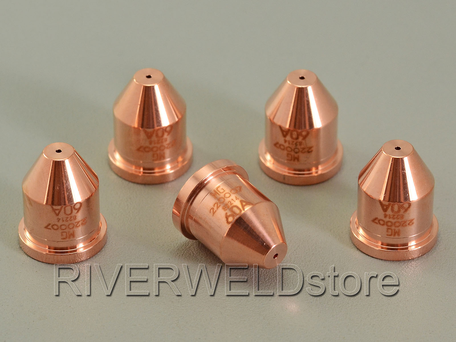 Hypertherm Nozzle 220007 60 Amp for Powermax 600 800 900 1000 1100 1250 1650 RT60 / RT60M T80 / T80M RT80 / RT80M T100 / T100M Hand / Machine Torches Consumables Pack of 5