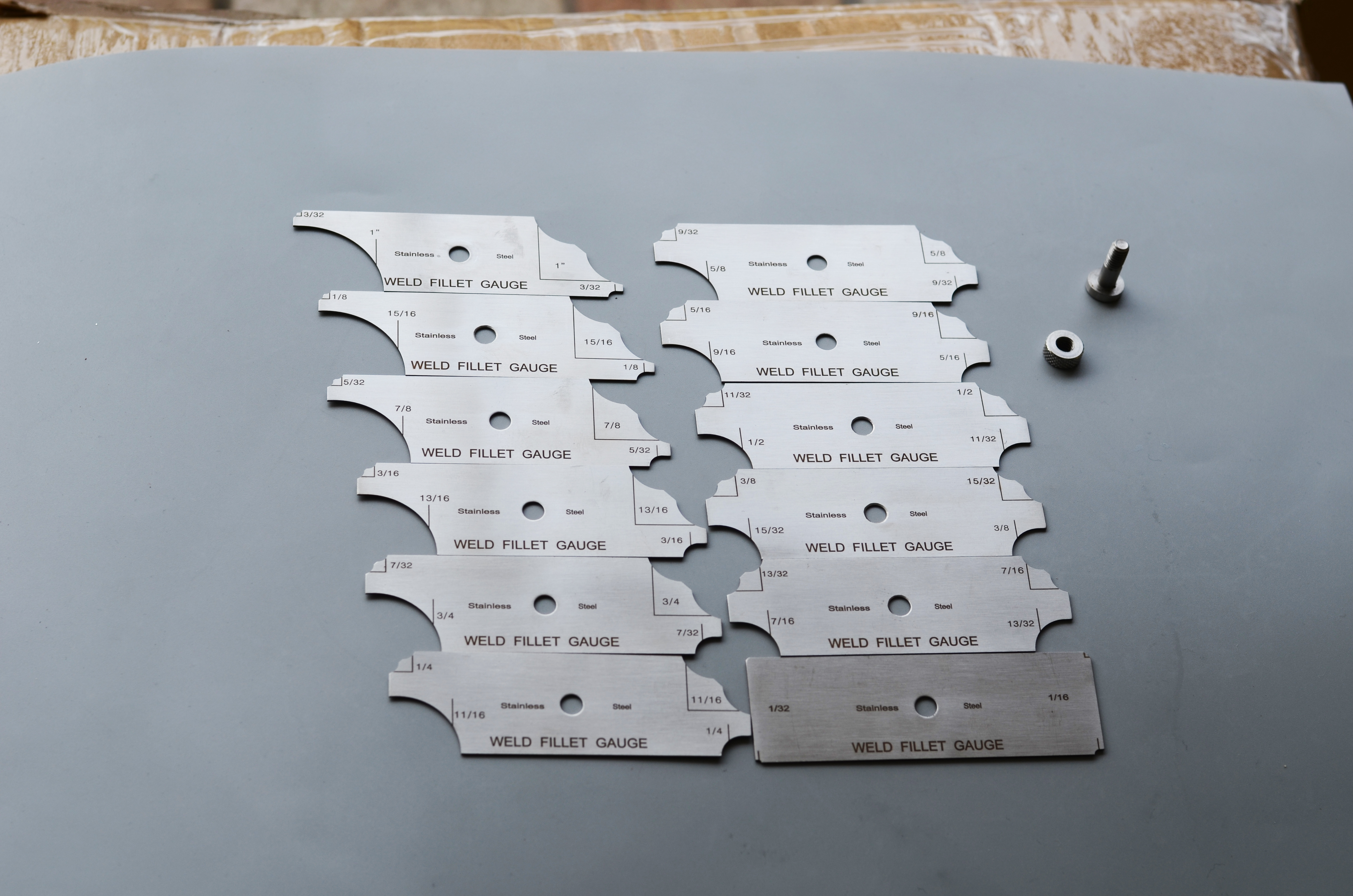 RIVERWELD 12 Piece Fillet Weld Set 1/32" increments to 1/2", 1/16" increments to 1" Welding Inspection Test Ulnar RL Gauge