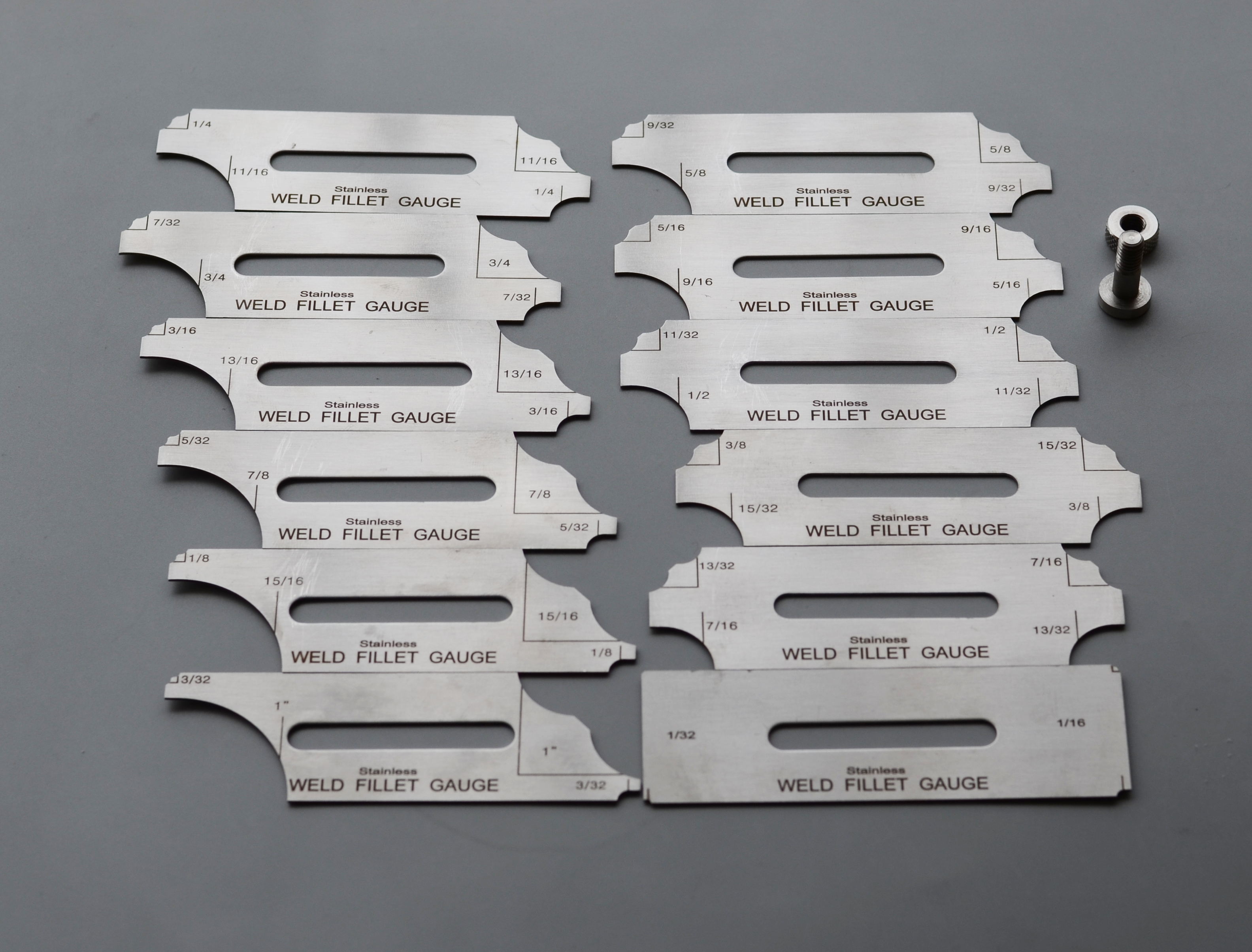 RIVERWELD 12 Piece Fillet Weld Set 1/32" increments to 1/2", 1/16" increments to 1" Inch RL Gauge Welding Inspection Test Ulnar