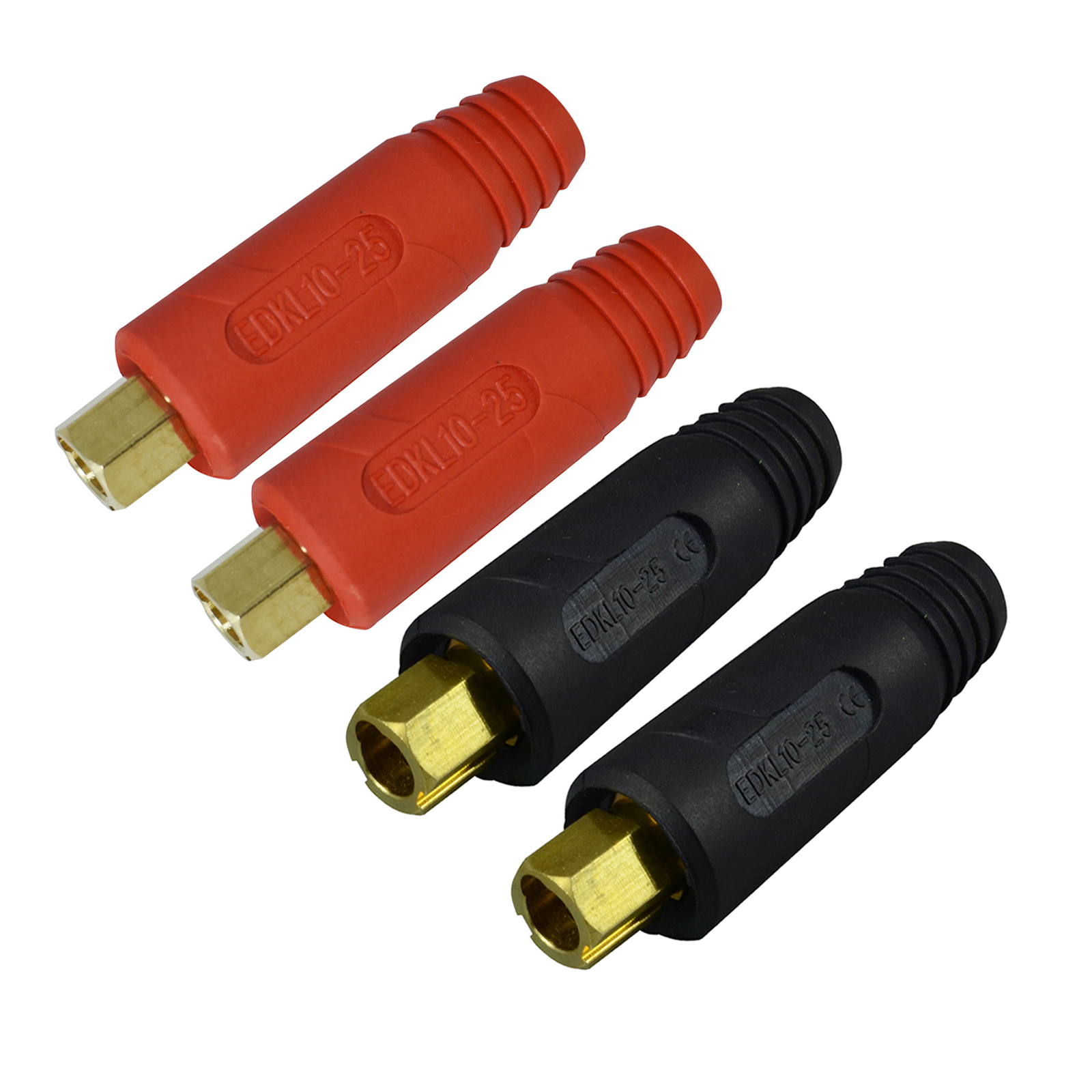 RIVERWELD TIG Welding Cable Panel Connector-plug EDKL10-25 200Amp Dinse Quick Fitting Red and Black Color Pack of 4