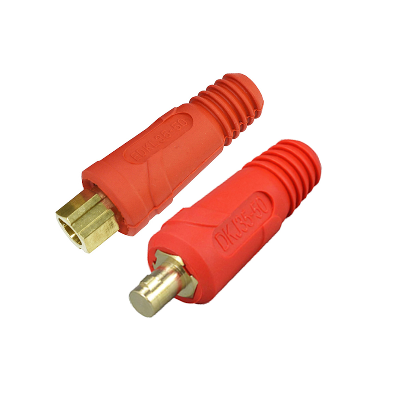 RIVERWELD TIG Welding Cable Joint Quick Connector Pair Dinse-Style 315Amp (#4-#1) 35-50 SQ-MM DKJ35-50 & EDKL35-50 Red Color Pack of 2