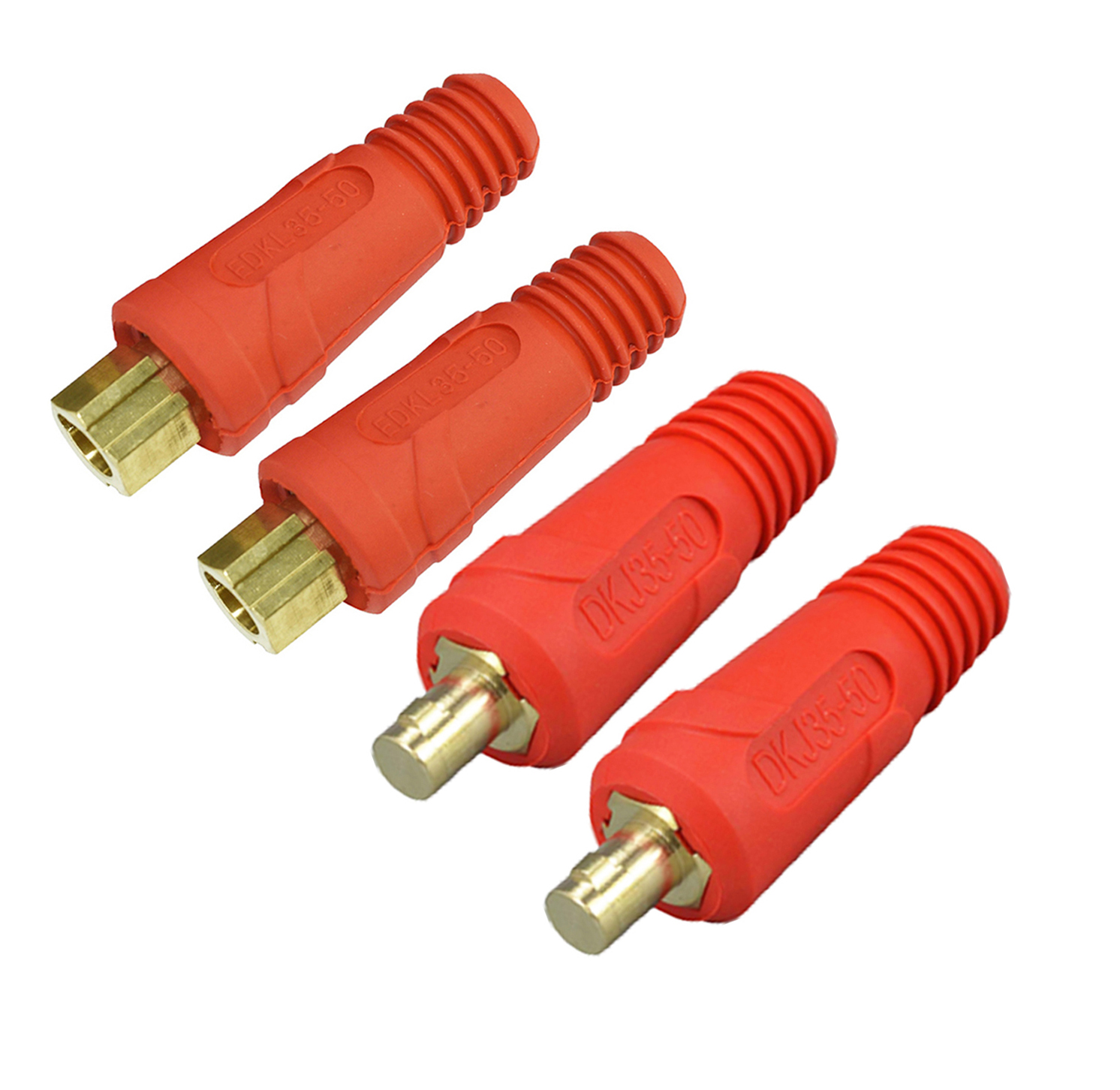 RIVERWELD TIG Welding Cable Joint Quick Connector Pair Dinse-Style 315Amp (#4-#1) 35-50 SQ-MM DKJ35-50 & EDKL35-50 Red Color Pack of 4