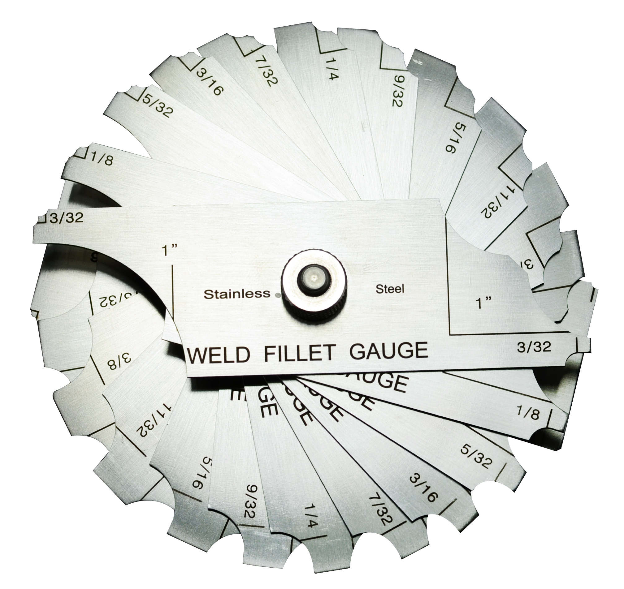 RIVERWELD 12 Piece Fillet Weld Set 1/32" increments to 1/2", 1/16" increments to 1" Welding Inspection Test Ulnar RL Gauge