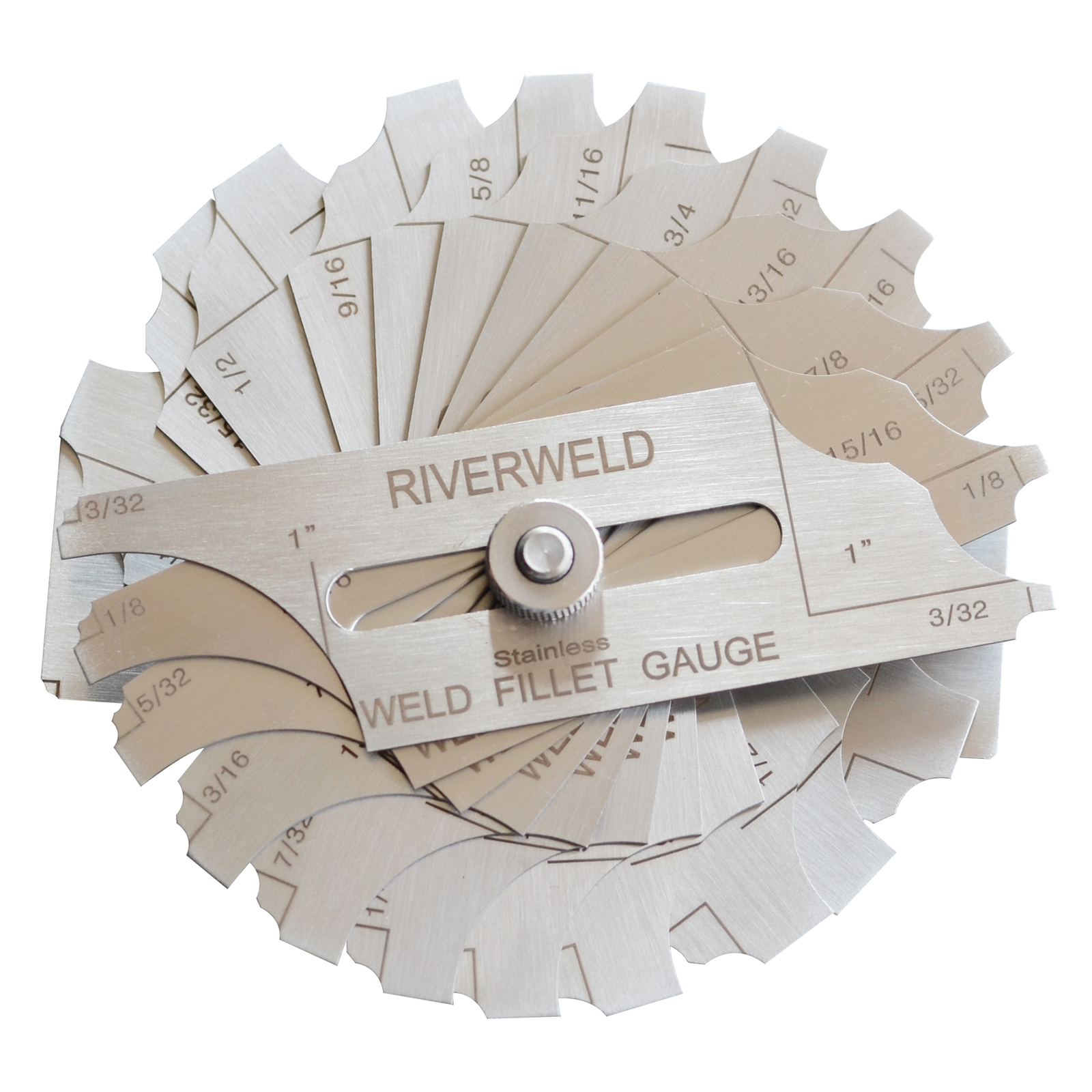 RIVERWELD 12 Piece Fillet Weld Set 1/32" increments to 1/2", 1/16" increments to 1" Inch RL Gauge Welding Inspection Test Ulnar