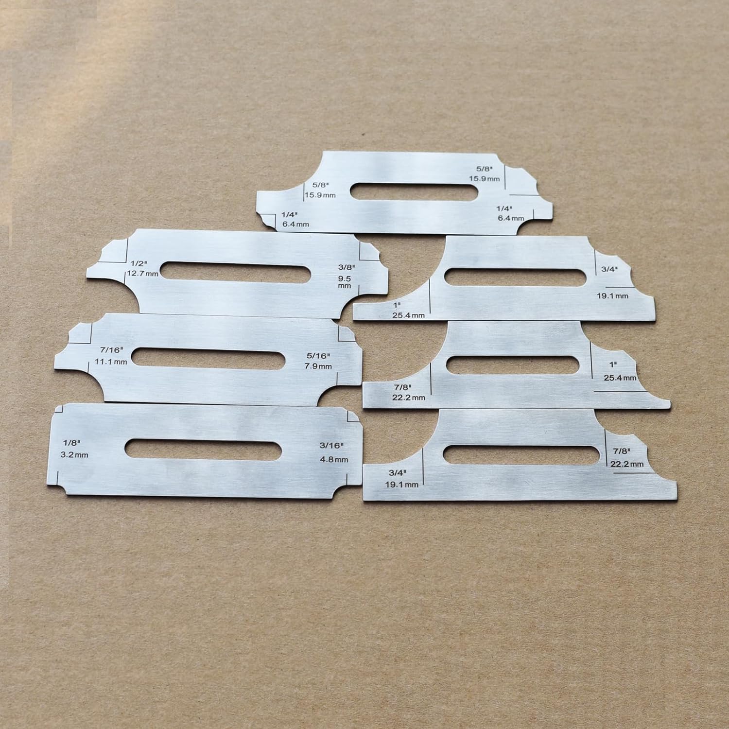 RIVERWELD 7piece Fillet Weld Key Chain Set Gage Rl Gauge Depth Gauges Welding Inspection Test Ulnar Metric & Inch MG-11 with Markings on Both Sides Checking Fillet Leg and Throat Size