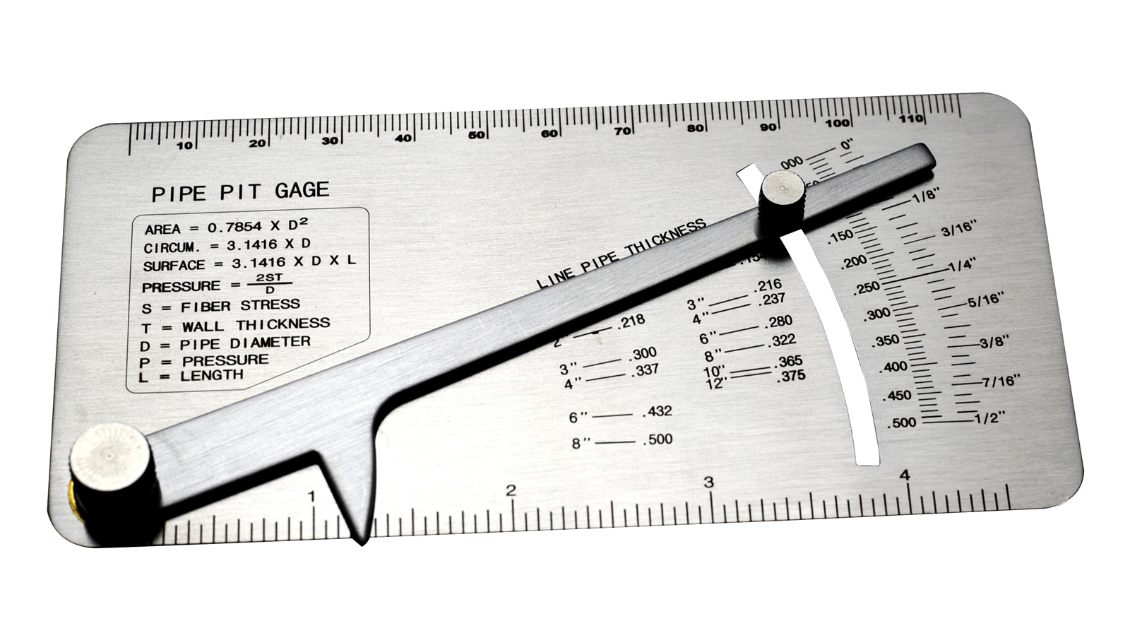 RIVERWELD Pipe Pit Gauge Welding Gage Test Ulnar Welder Inspection Range is 0 to 1/2” in 1/64” & .010 Increments Inch or Metric