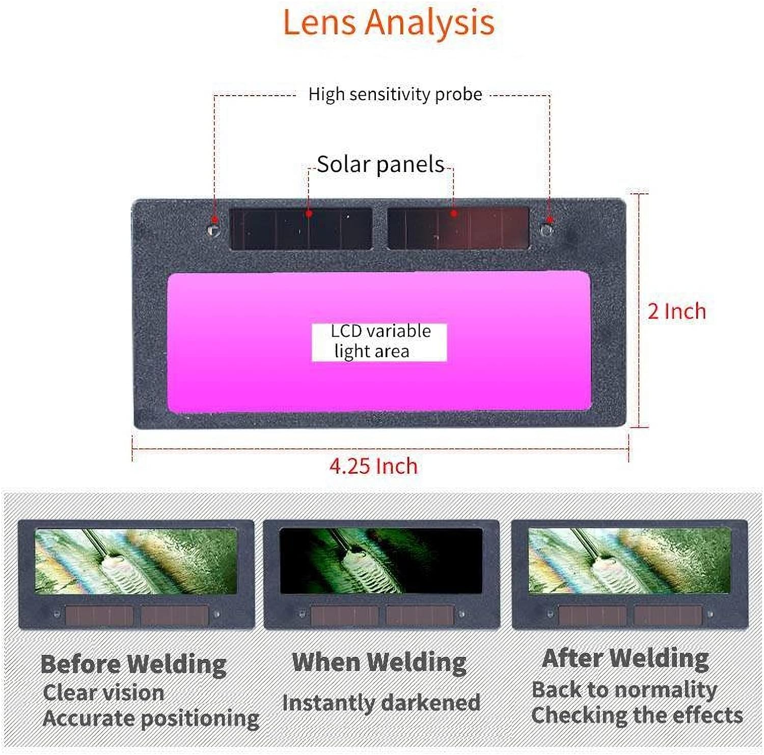 RIVERWELD Solar Auto Darkening Welding Helmet Lens, Filter Lens Shade 3-11,4.3"x2" Fit All Standard Welder Helmet Windows 2pk