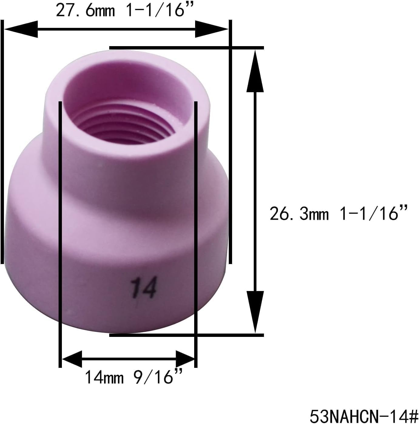 RIVERWELD TIG Ceramic Cups Nozzles 53NACN -12# 14# 16# 24# Assorted size kit for SR WP 9 20 17 18 26 TIG Welding Torches 10pcs