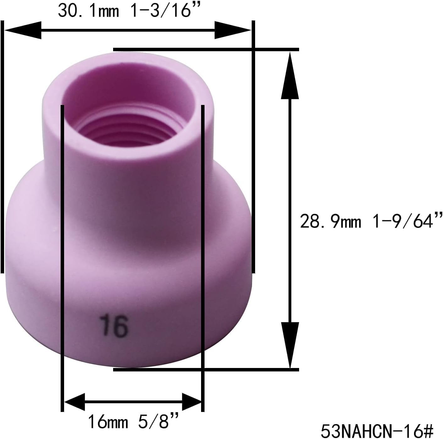 RIVERWELD TIG Ceramic Cups Nozzles 53NACN -12# 14# 16# 24# Assorted size kit for SR WP 9 20 17 18 26 TIG Welding Torches 10pcs
