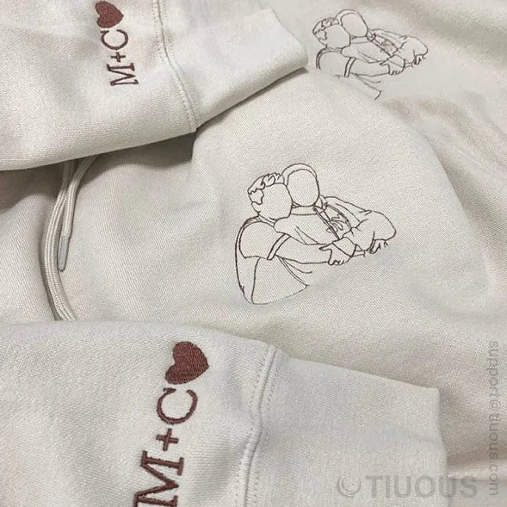 Personalized Photo Line Drawing Embroidered Hoodie