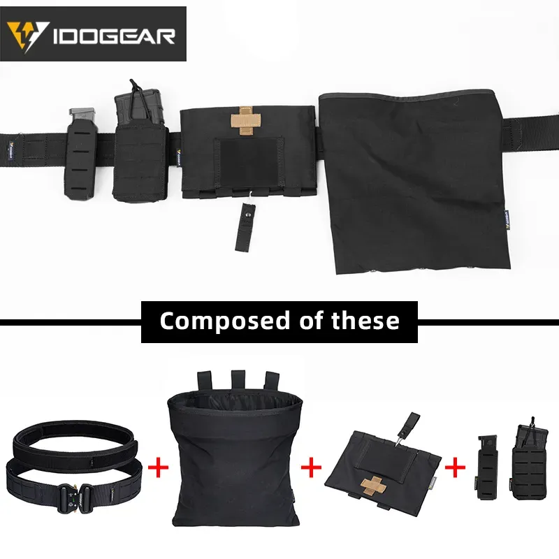【IDOGEAR Combination】Tactical Belt Set with Mag Pouch, Recycling Pouch, Medical Pouch Quick Release MOLLE Combat Belt-IDOGEAR INDUSTRIAL