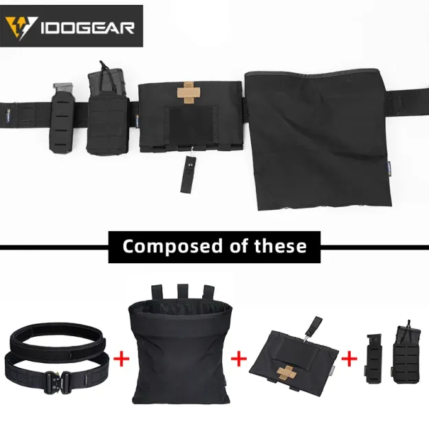 【IDOGEAR Combination】Tactical Belt Set with Mag Pouch, Recycling Pouch, Medical Pouch Quick Release MOLLE Combat Belt-IDOGEAR INDUSTRIAL