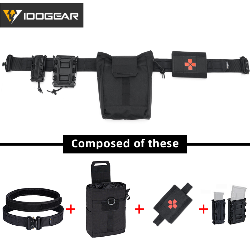 IDOGEAR Tactical Belts withDrop Pouch , Medical Pouch and Mag Pouches Quick Release Laser MOLLE Combat Belt Set 【IDOGEAR Combination】-IDOGEAR INDUSTRIAL
