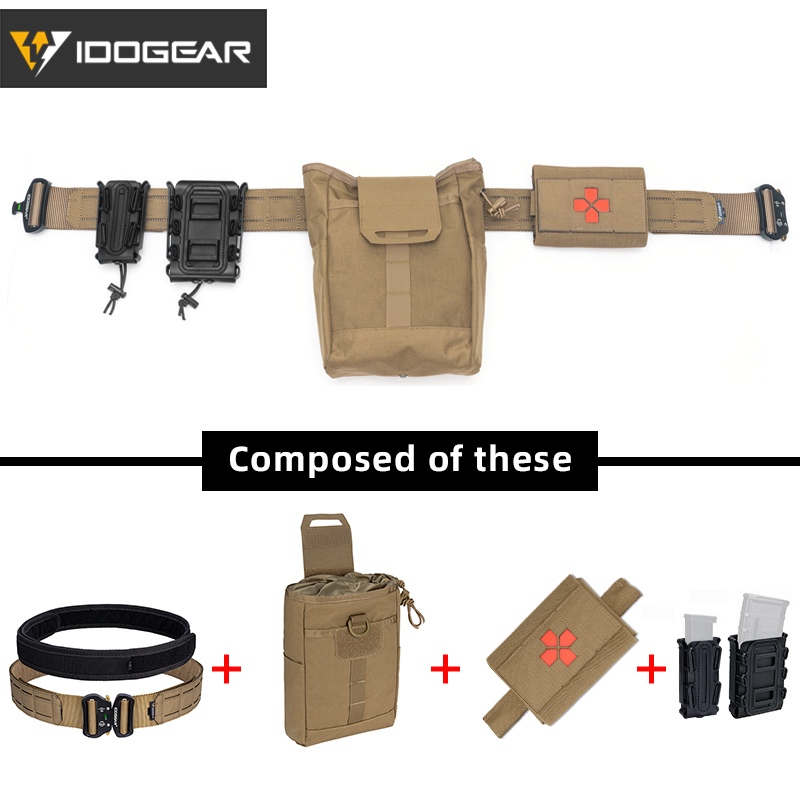 IDOGEAR Tactical Belts withDrop Pouch , Medical Pouch and Mag Pouches Quick Release Laser MOLLE Combat Belt Set 【IDOGEAR Combination】-IDOGEAR INDUSTRIAL