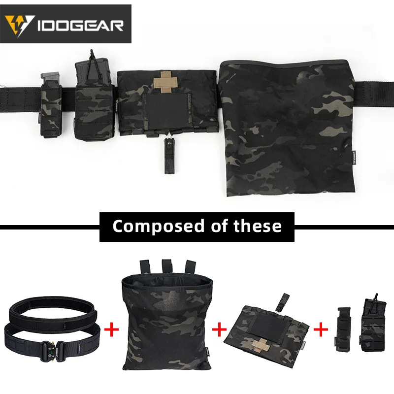 【IDOGEAR Combination】Tactical Belt Set with Mag Pouch, Recycling Pouch, Medical Pouch Quick Release MOLLE Combat Belt-IDOGEAR INDUSTRIAL