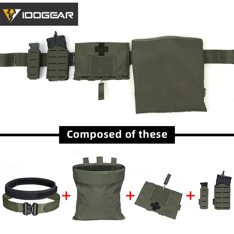 【IDOGEAR Combination】Tactical Belt Set with Mag Pouch, Recycling Pouch, Medical Pouch Quick Release MOLLE Combat Belt-IDOGEAR INDUSTRIAL