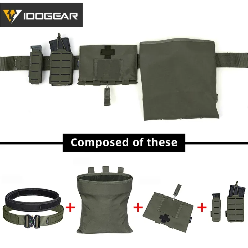 【IDOGEAR Combination】Tactical Belt Set with Mag Pouch, Recycling Pouch, Medical Pouch Quick Release MOLLE Combat Belt-IDOGEAR INDUSTRIAL