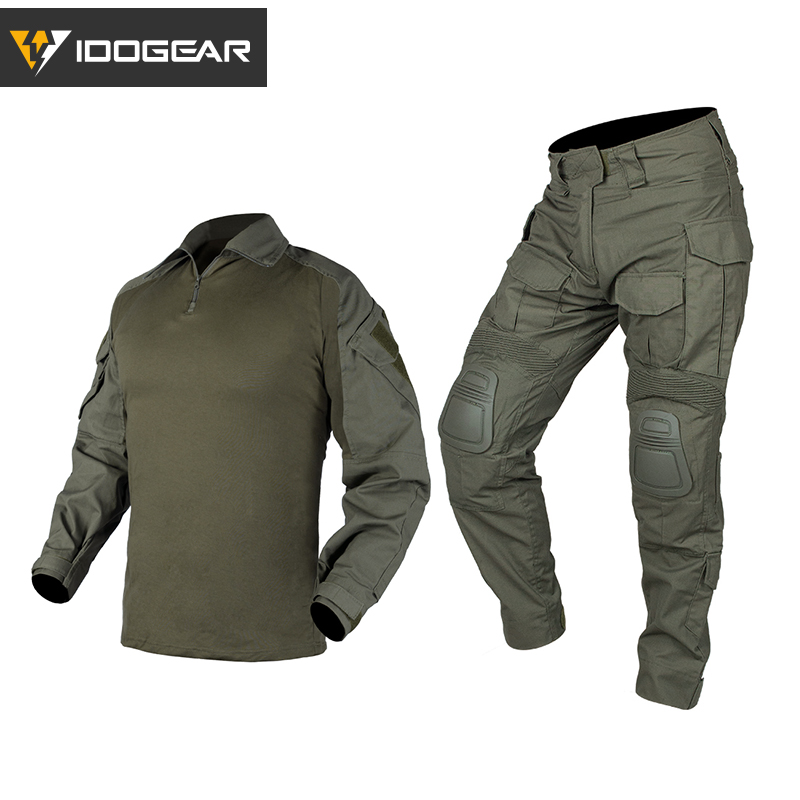 IDOGEAR G3 Combat Black Suit Shirts & Pants with Knee Pads