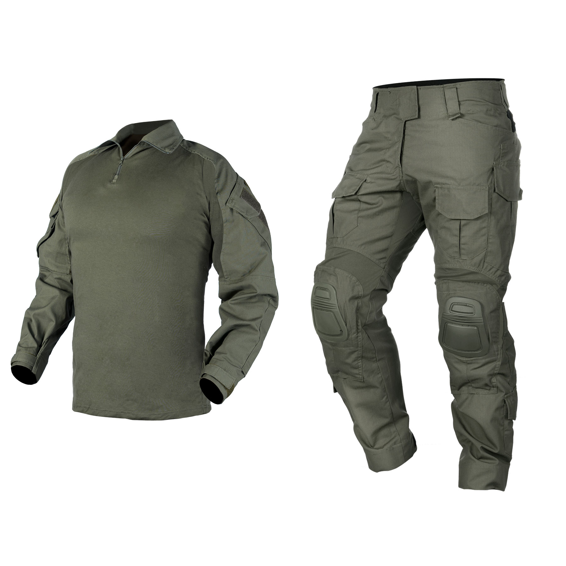 IDOGEAR G3 Combat Black Suit Shirts & Pants with Knee Pads