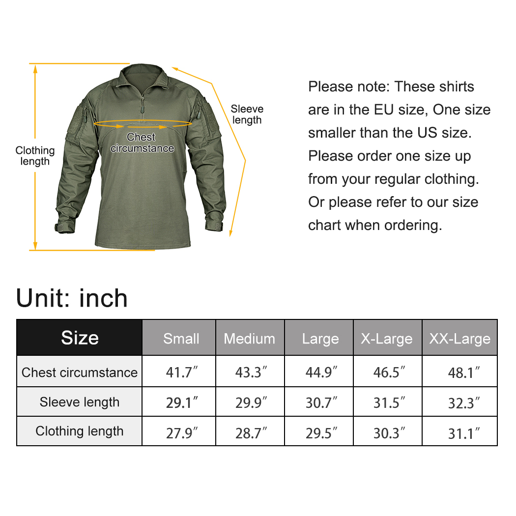 IDOGEAR Men's Tactical Combat Shirt and Pants Set Long Sleeve Uniform 1/4 Zip UT3011