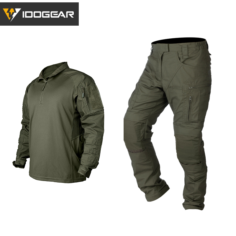 IDOGEAR UFS Flex Combat Shirt & Pants with Knee Pads Update Men's Tactical Uniform Set  UT3006