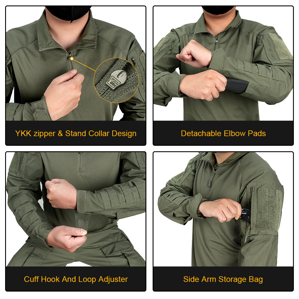 IDOGEAR UFS Tactica Shirt Combat Clothes With Elbow Pads Ranger Green Sport Shirts 3116