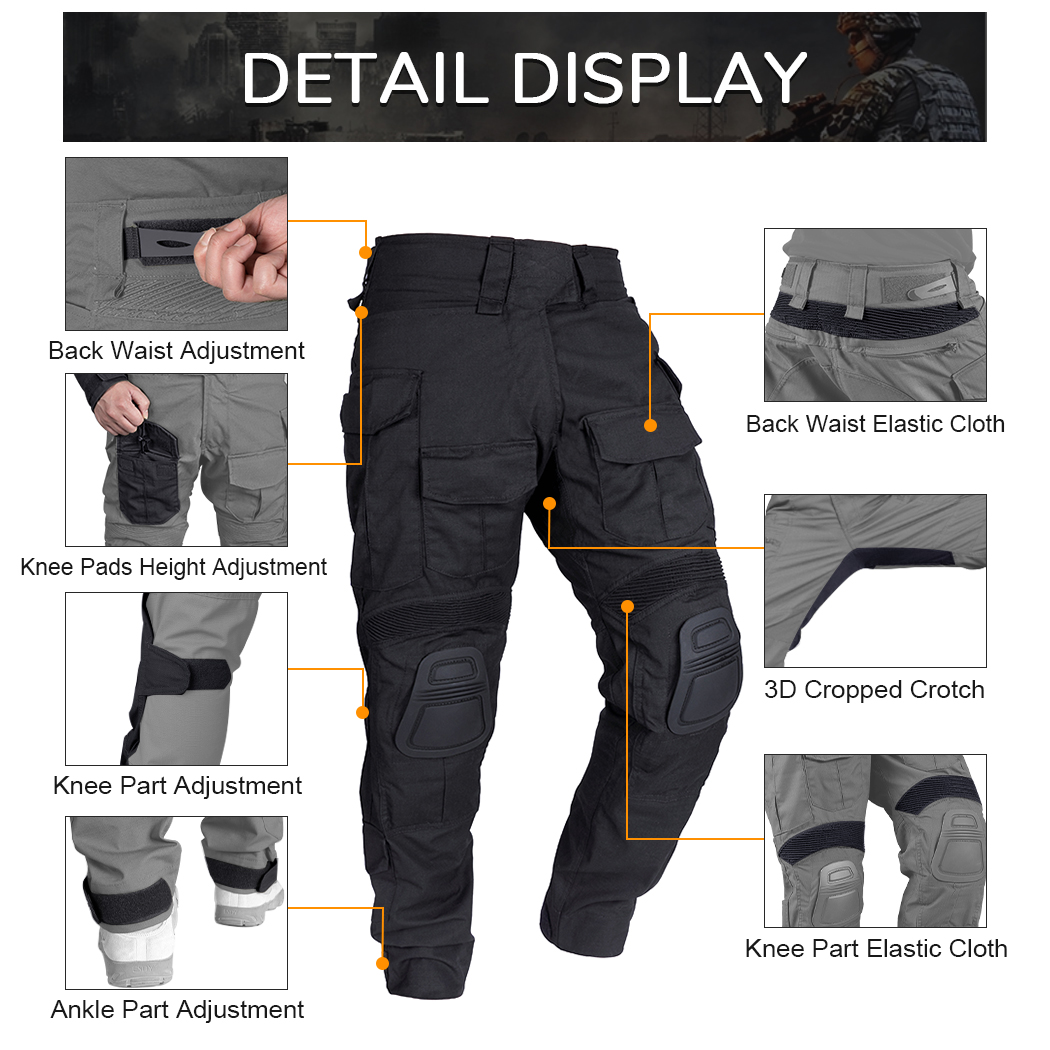 IDOGEAR Men's G3 Tactical Pants with Knee Pads Rapid Assault Trousers Move Flexibly 3201