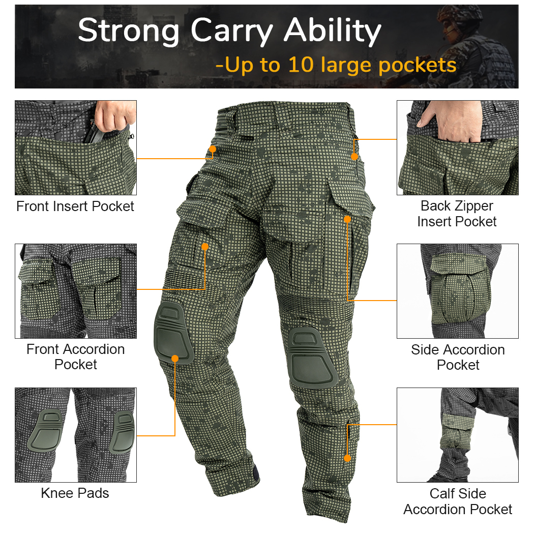 IDOGEAR Men's G3 DNC Tactical Pants with Knee Pads Rapid Assault Trousers For Outdoor Training 3201