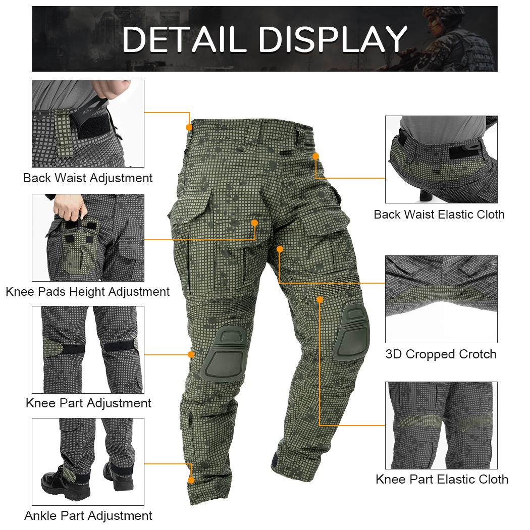 IDOGEAR Men's G3 DNC Tactical Pants with Knee Pads Rapid Assault Trousers For Outdoor Training 3201