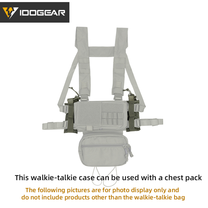 IDOGEAR Tactical Radio Pouch Expander Wings Walkie Talkie Holder Hook&Loop Camo 3317-D