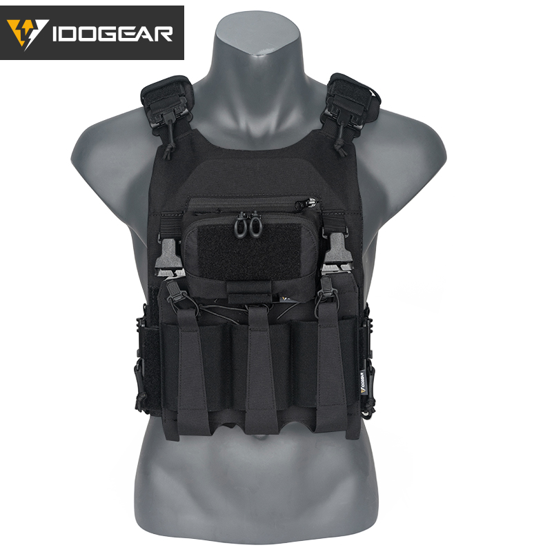 IDOGEAR LSR Tactical Plate Carrier with Triple Mag Pouch,Zip-on Panel Pouch and Dump Drop 3318-4Pack