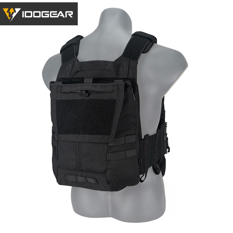 IDOGEAR LSR Tactical Plate Carrier with Triple Mag Pouch,Zip-on Panel Pouch and Dump Drop 3318-4Pack