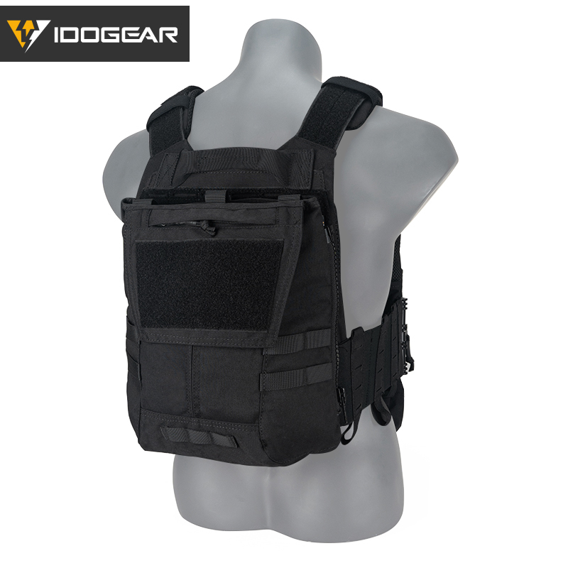 IDOGEAR LSR Tactical Plate Carrier with Triple Mag Pouch,Zip-on Panel Pouch and Dump Drop 3318-4Pack