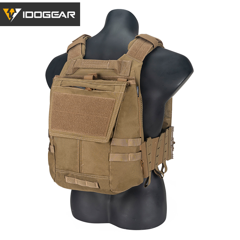 IDOGEAR LSR Tactical Plate Carrier with Triple Mag Pouch,Zip-on Panel Pouch and Dump Drop 3318-4Pack