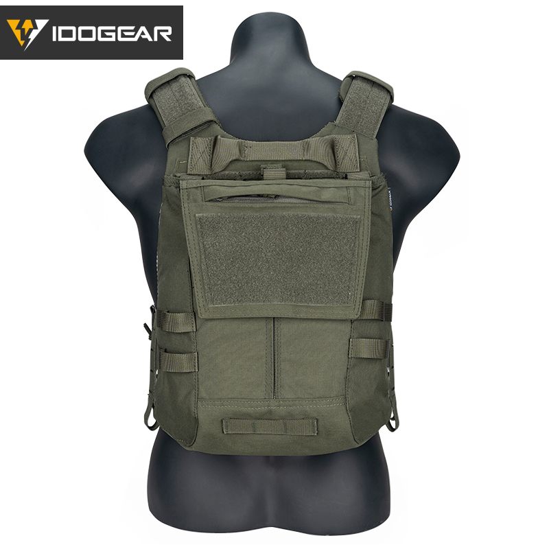 IDOGEAR LSR Tactical Plate Carrier with Triple Mag Pouch,Zip-on Panel Pouch and Dump Drop 3318-4Pack