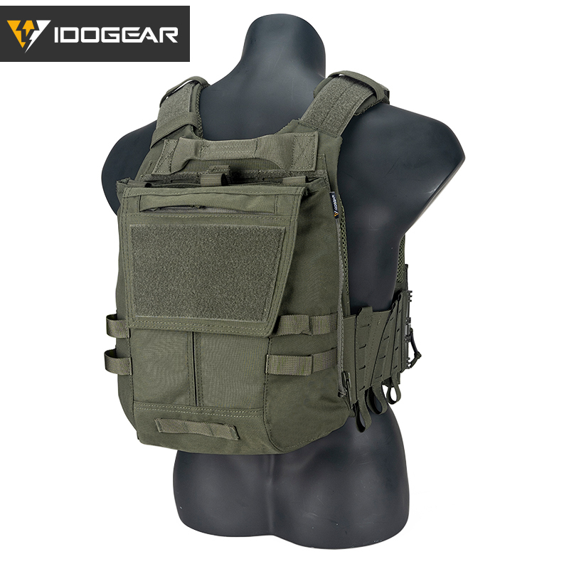 IDOGEAR LSR Tactical Plate Carrier with Triple Mag Pouch,Zip-on Panel Pouch and Dump Drop 3318-4Pack