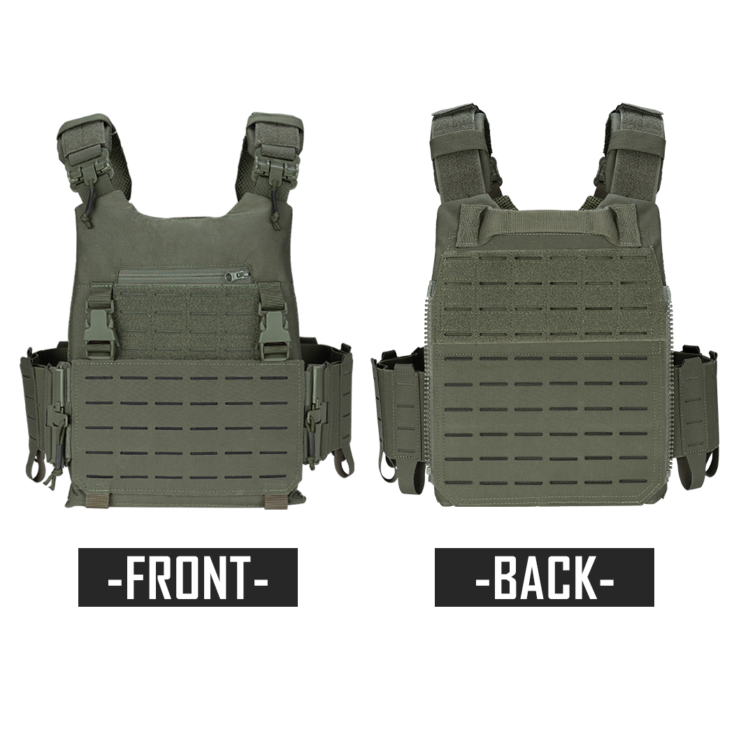 IDOGEAR Tactical Vest with Drop Pouch, Chest Pouch and Triple Mag Pouch Quick Release Laser Cut Combat Vest Set