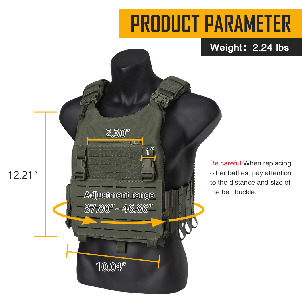 IDOGEAR LSR 500D Tactical Vest With Elastic Sides Quick Release Laser Cut Training Plate Carrier 3318