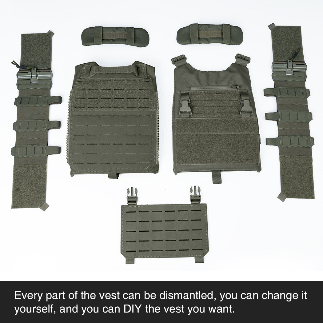 IDOGEAR Tactical Vest with Drop Pouch, Chest Pouch and Triple Mag Pouch Quick Release Laser Cut Combat Vest Set