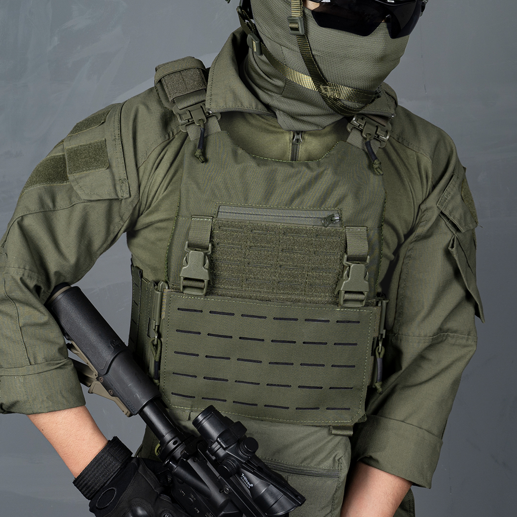 IDOGEAR LSR 500D Tactical Vest With Elastic Sides Quick Release Laser Cut Training Plate Carrier 3318